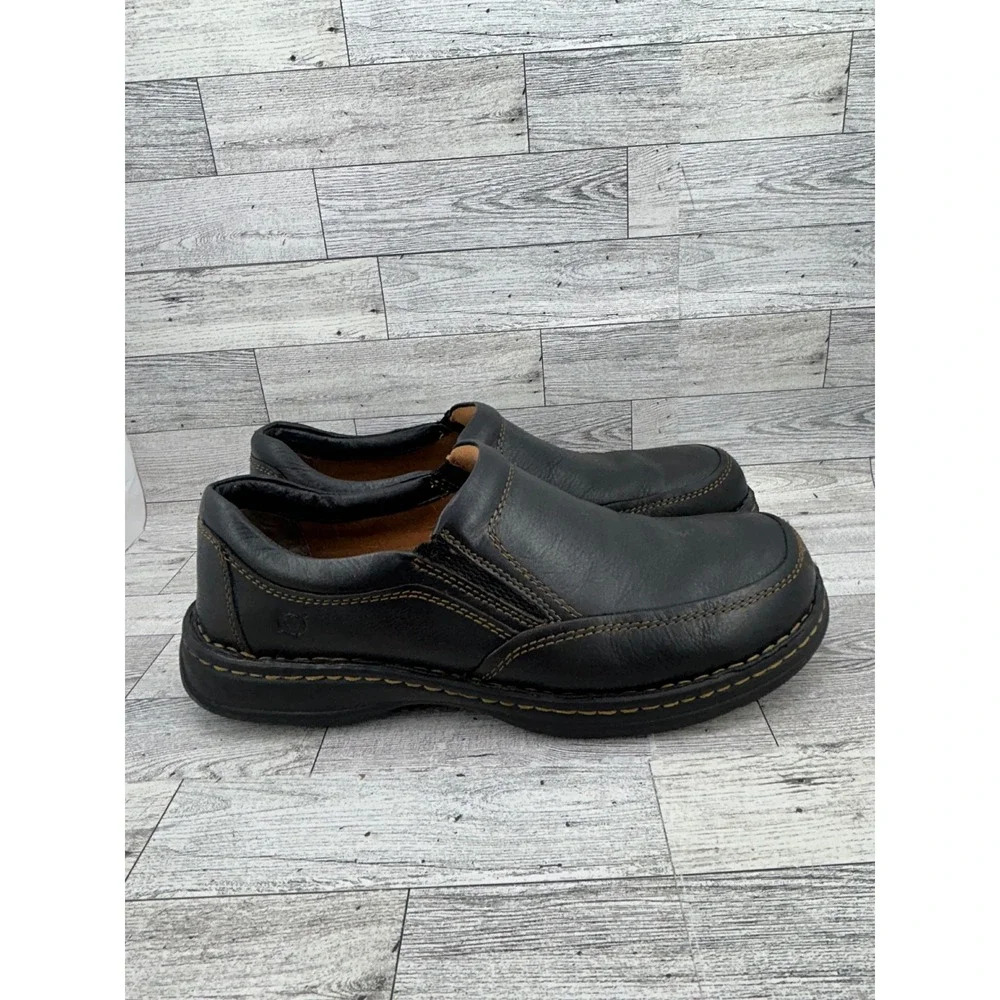 Born Men Black Leather Slip On Moc Toe Loafers‎ Shoes M3663 CCI15 Size 12M